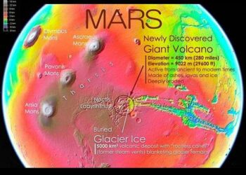 Eroded Martian Volcano with Hidden Ice Suggests Active Geological Past