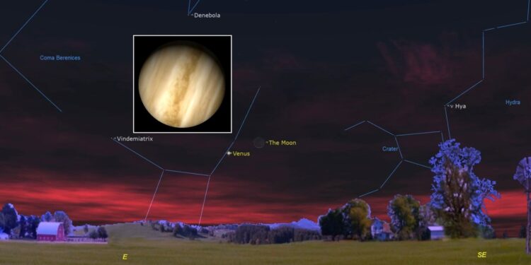 The moon and Venus take a morning stroll through the sky on Oct. 19