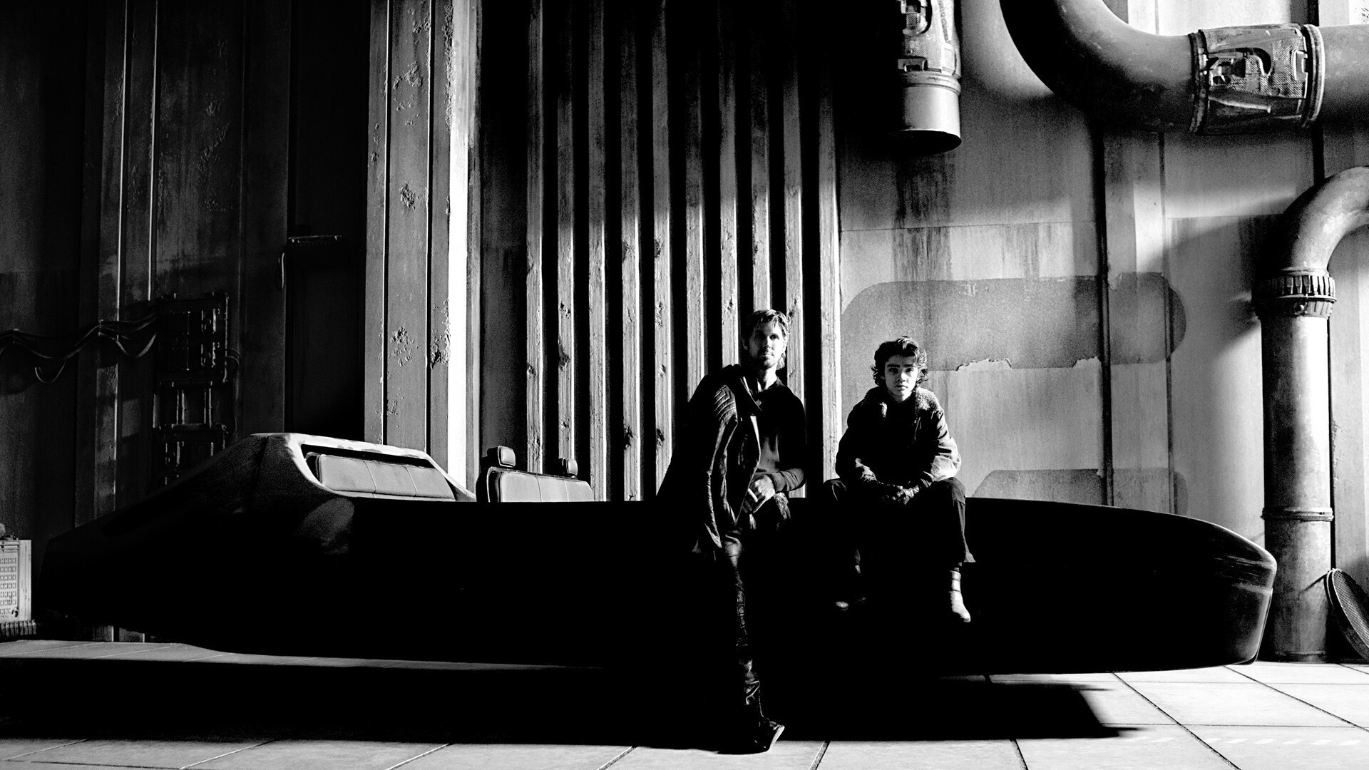 a black-and-white publicity image for an upcoming sci-fi film