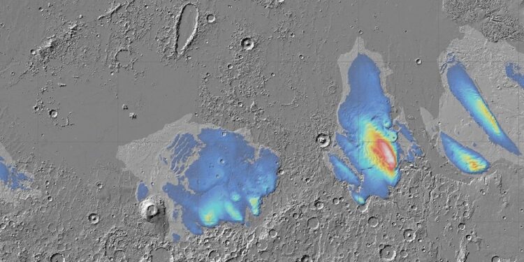 Volcanic explosions on Mars may have left massive ice deposits at the Red Planet’s equator