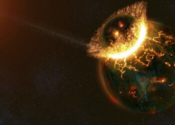 Earth and Theia smashed to birth the moon, but did they first start out as close neighbors?