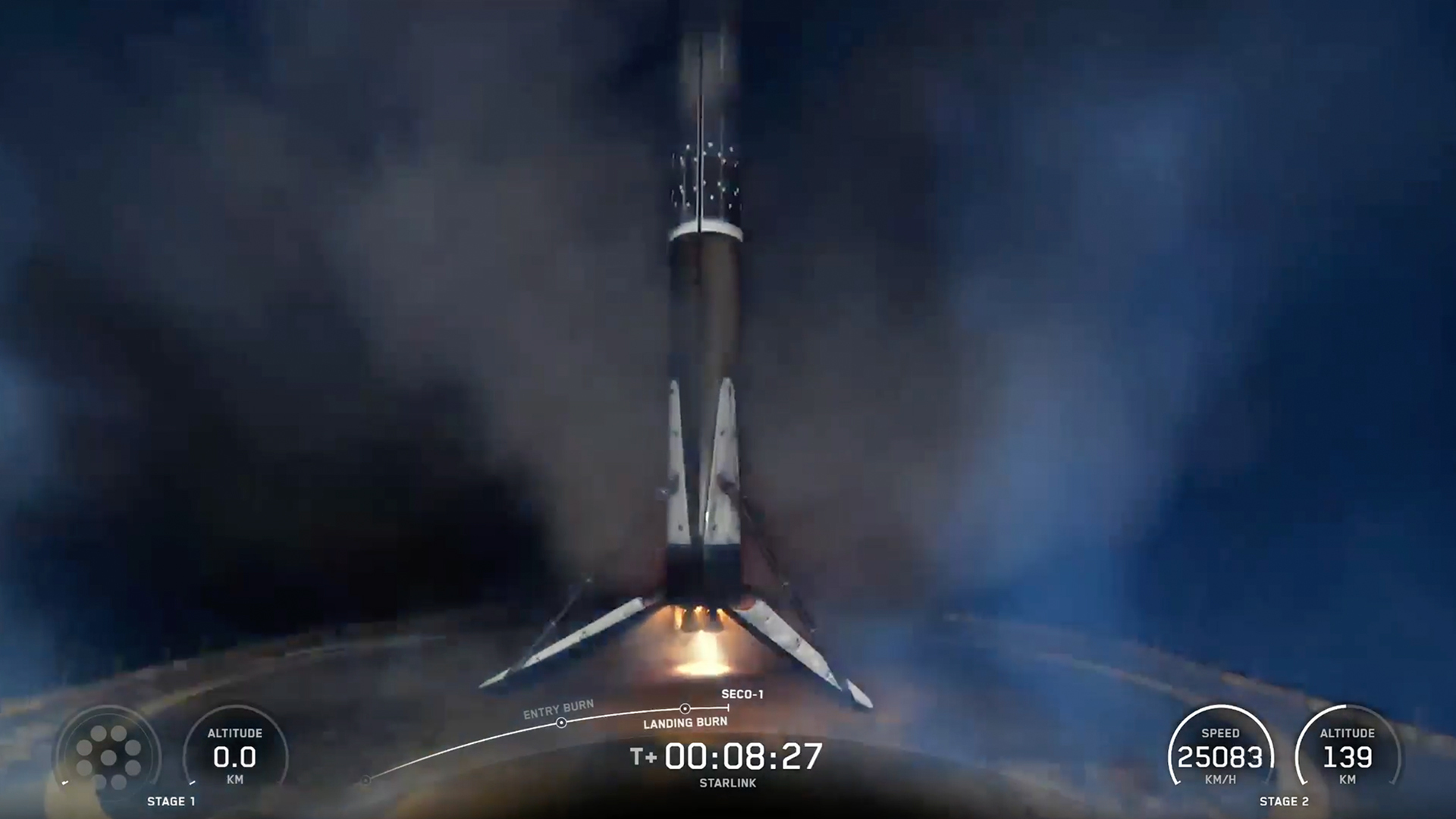 a rocket rests on the deck of a ship at night