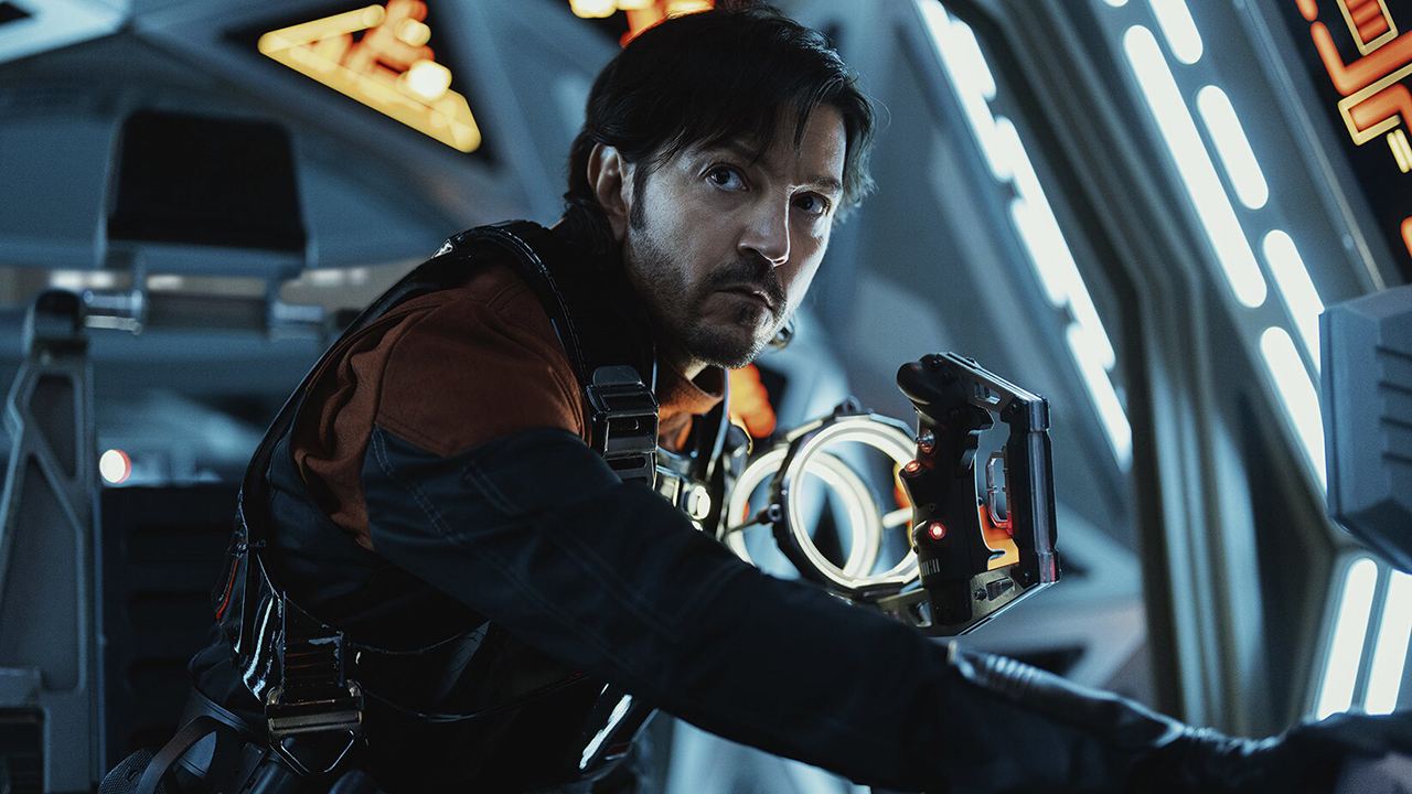 Cassian Andor inside a TIE prototype taken from the Star Wars TV show Andor