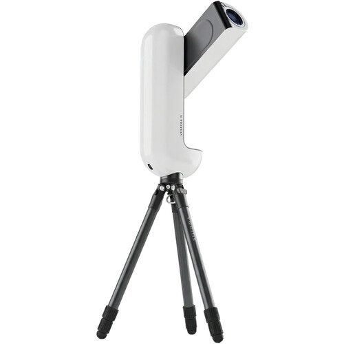 A Vaonis Vespera III smart telescope pointing to the right against a white background.